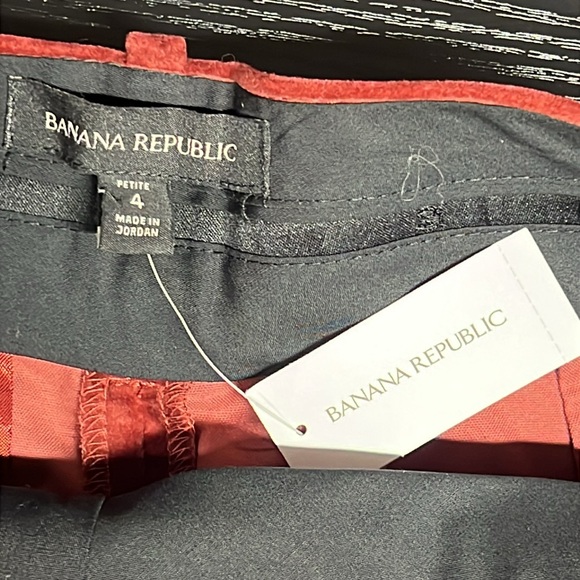 Banana Republic Red Pleated Slash Pocket Wide-Leg Pants Petite Size 4 - Picture 9 of 12